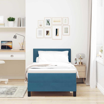 Letto a molle con testiera Blu Scuro 90 x 200 cm Velluto