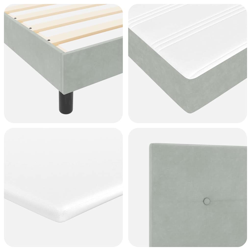 Letto a molle con materasso Grigio chiaro 100 x 200 cm Velluto | homemem39