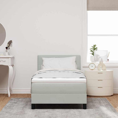 Letto a molle con materasso Grigio chiaro 100 x 200 cm Velluto
