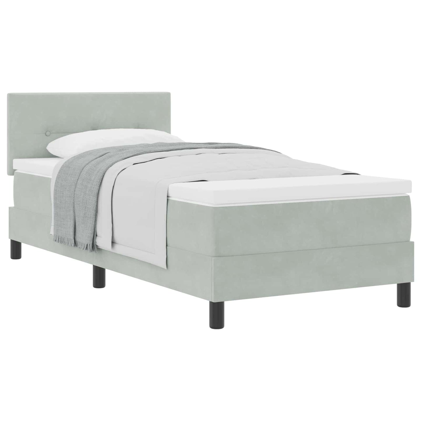 Letto a molle con materasso Grigio chiaro 100 x 200 cm Velluto