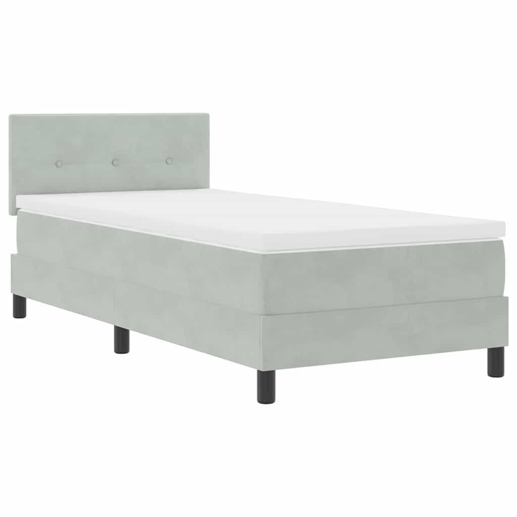 Letto a molle con materasso Grigio chiaro 100 x 200 cm Velluto