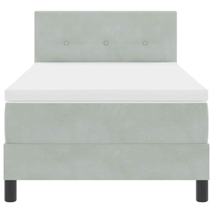 Letto a molle con materasso Grigio chiaro 100 x 200 cm Velluto