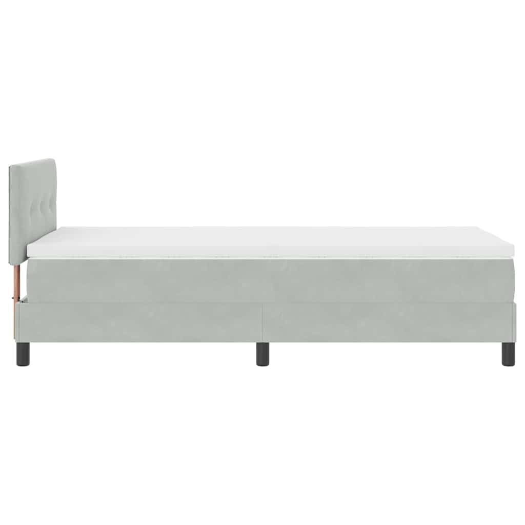 Letto a molle con materasso Grigio chiaro 100 x 200 cm Velluto