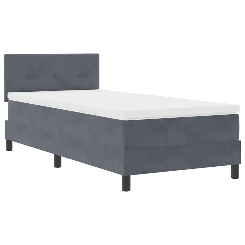 Letto a molle con materasso Grigio scuro 100 x 200 cm Velluto | homemem39