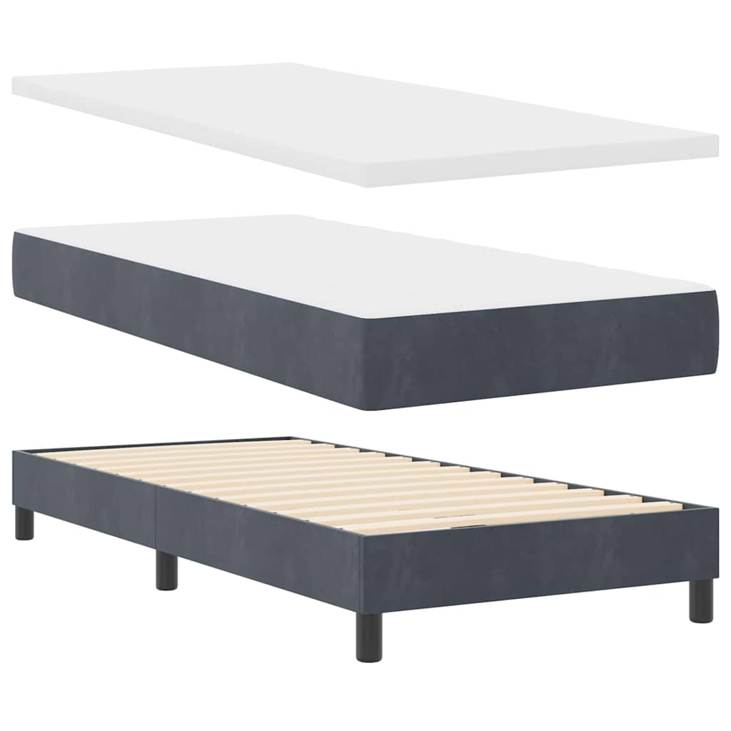 Letto a molle con materasso Grigio scuro 100 x 200 cm Velluto | homemem39