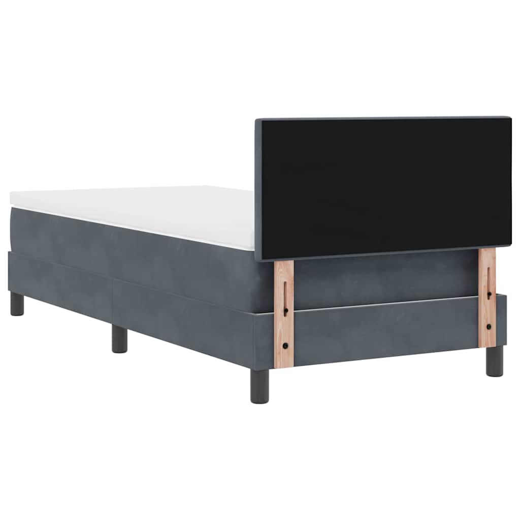 Letto a molle con testiera Grigio scuro 100 x 200 cm Velluto