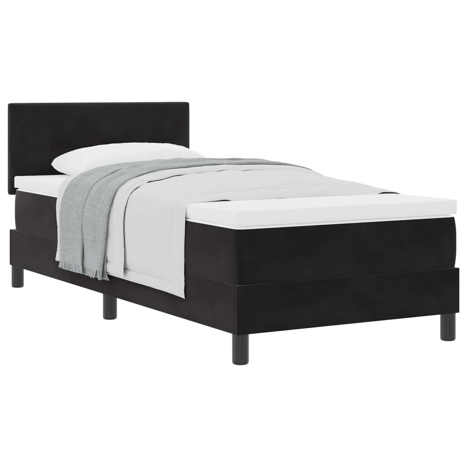 Letto a molle con materasso Nero 100 x 200 cm Velluto | homemem39
