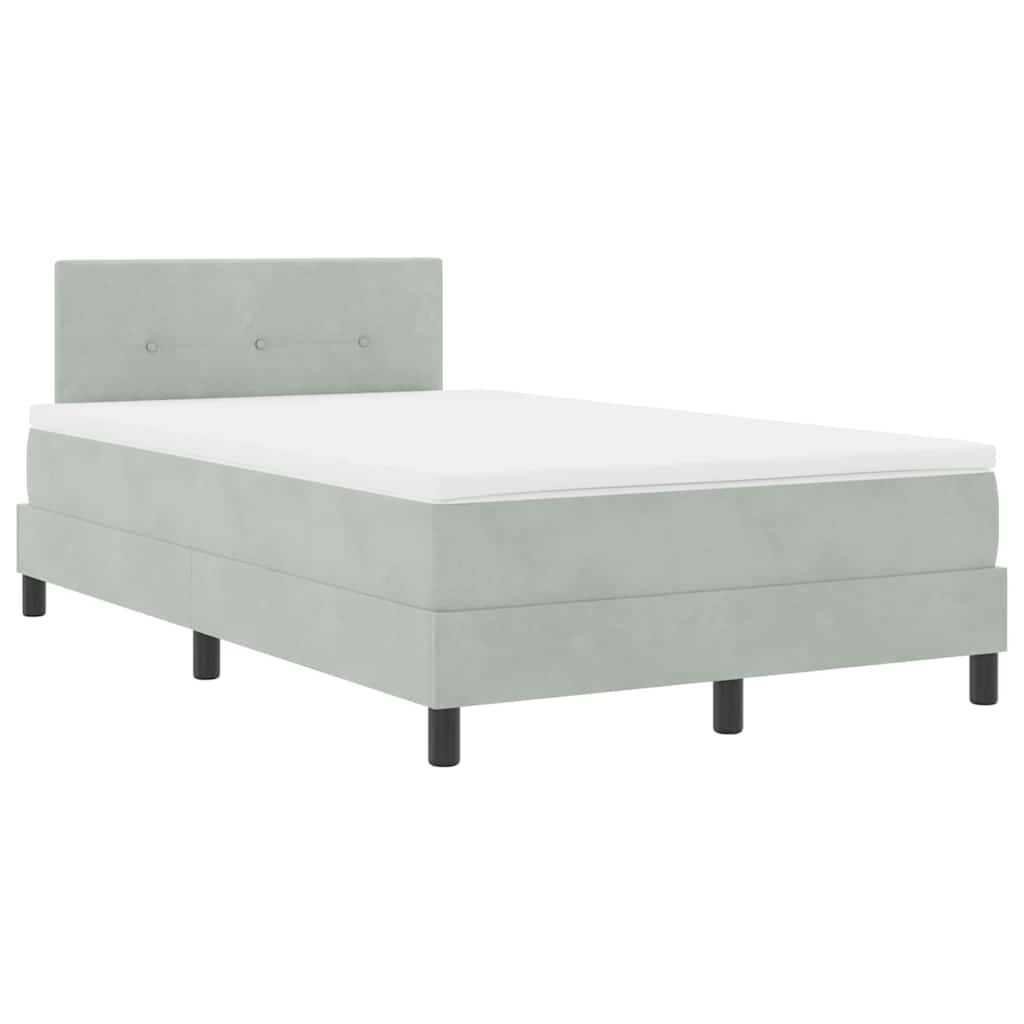 Letto a molle con materasso Grigio chiaro 120 x 190 cm Velluto