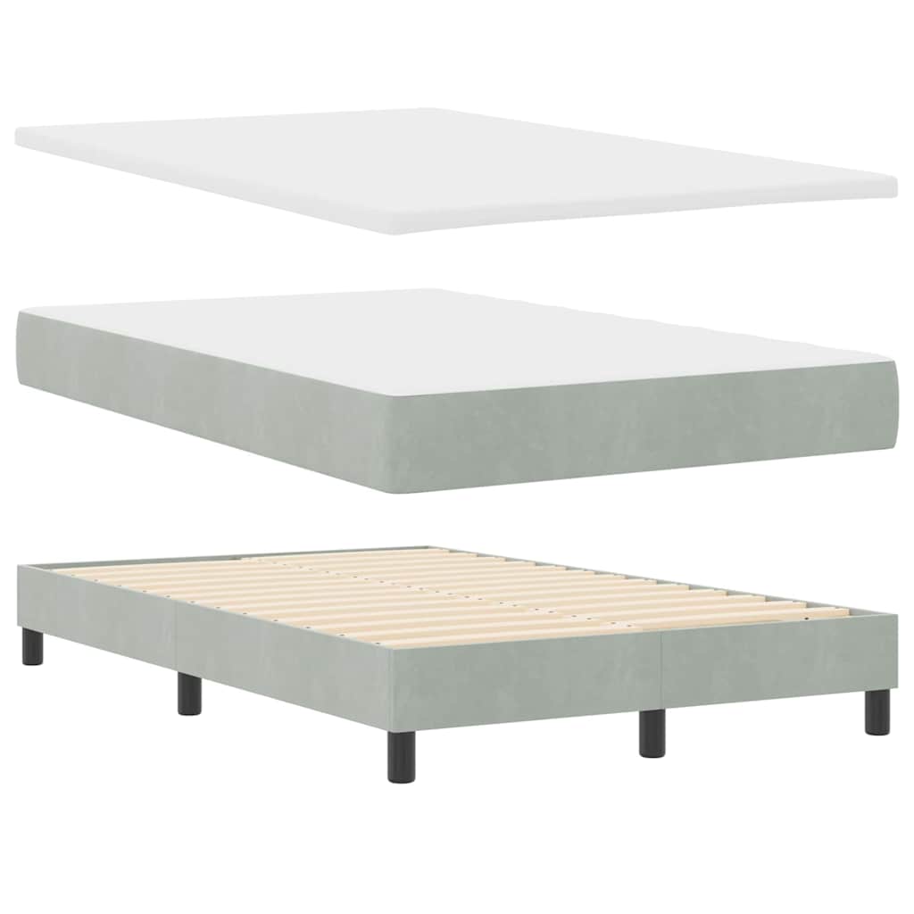 Letto a molle con materasso Grigio chiaro 120 x 190 cm Velluto | homemem39