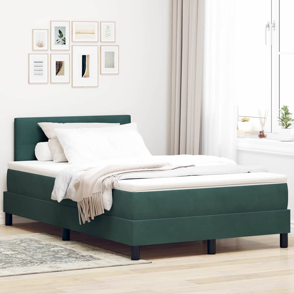 Letto a molle con materasso Verde Scuro 120 x 190 cm Velluto | homemem39