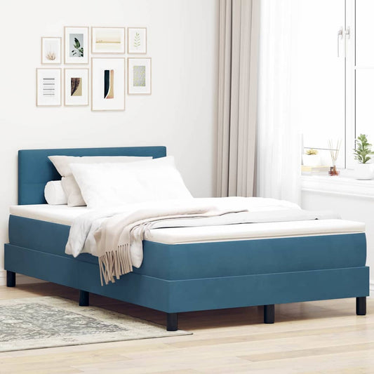 Letto a molle con materasso Blu Scuro 120 x 190 cm Velluto