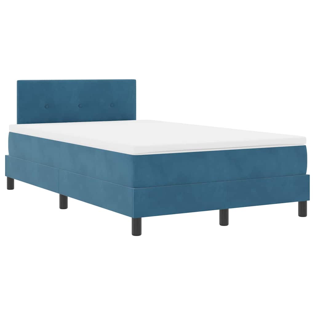 Letto a molle con materasso Blu Scuro 120 x 190 cm Velluto