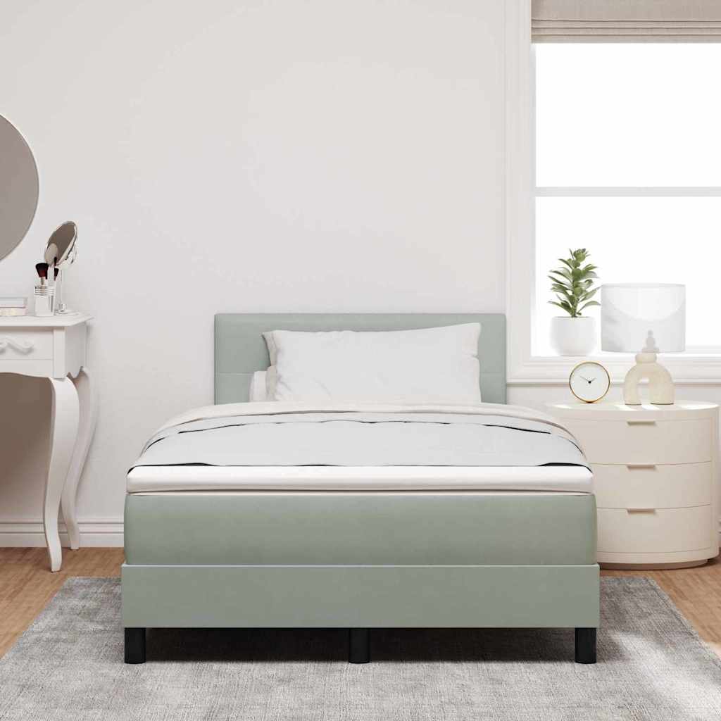 Letto a molle con materasso Grigio chiaro 120 x 200 cm Velluto | homemem39