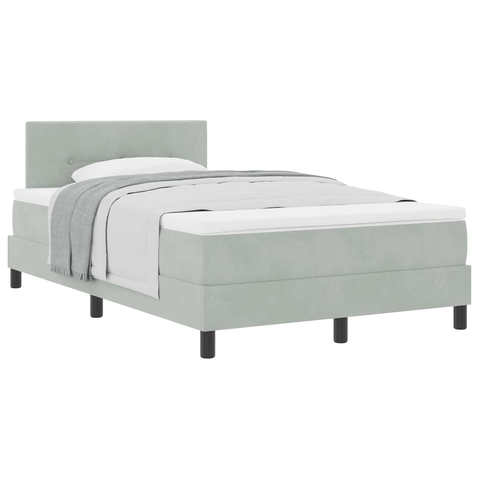 Letto a molle con materasso Grigio chiaro 120 x 200 cm Velluto | homemem39