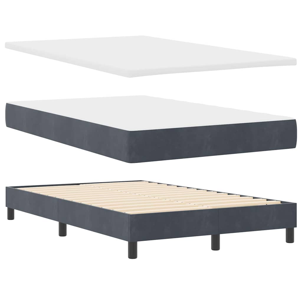 Letto a molle con materasso Grigio scuro 120 x 200 cm Velluto | homemem39