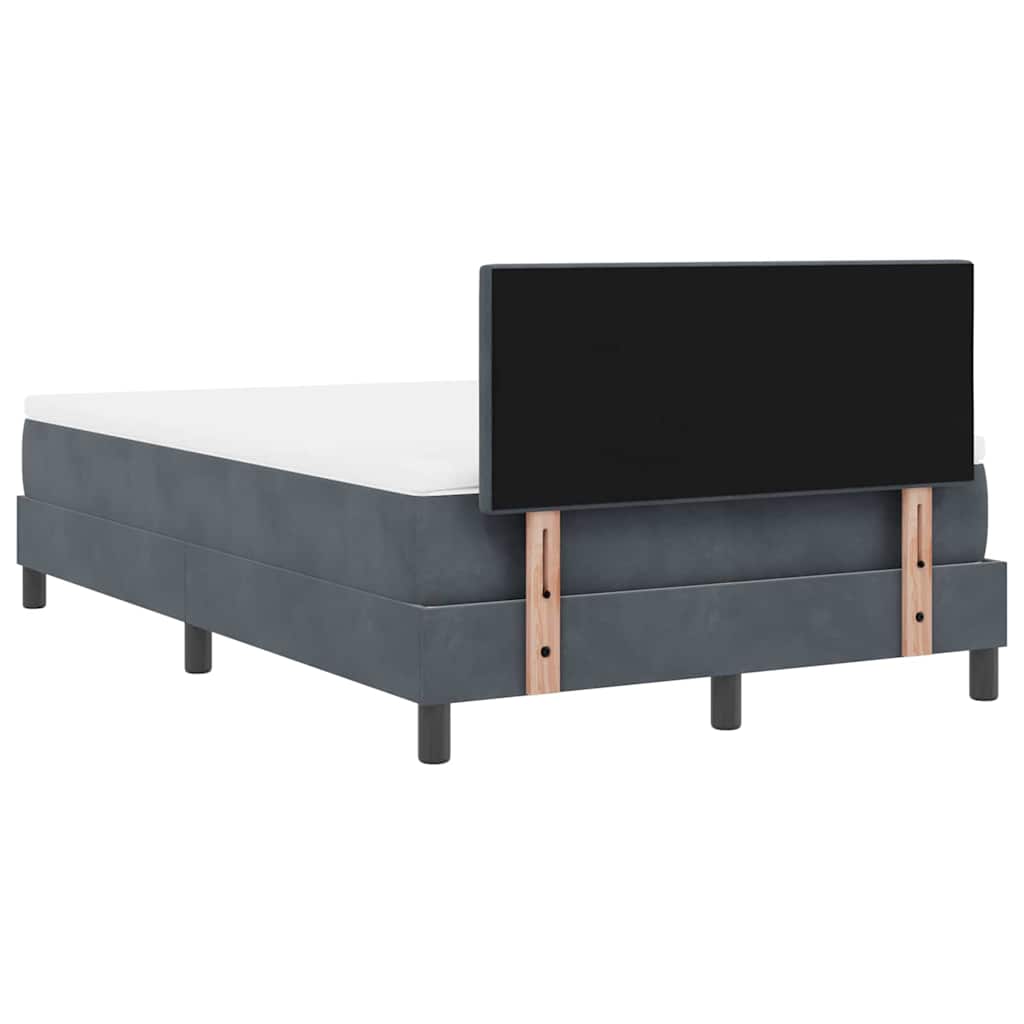 Letto a molle con materasso Grigio scuro 120 x 200 cm Velluto | homemem39