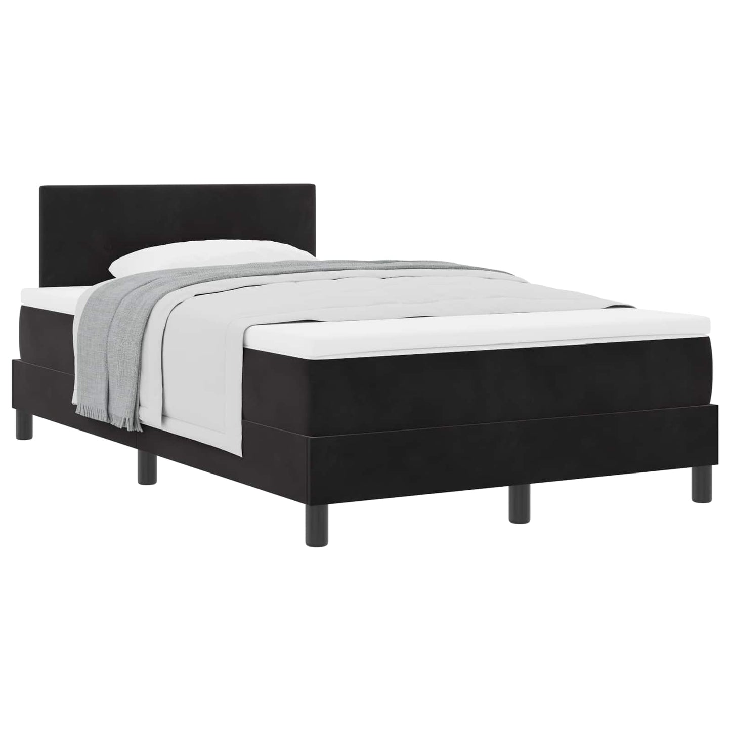 Letto a molle con materasso Nero 120 x 200 cm Velluto