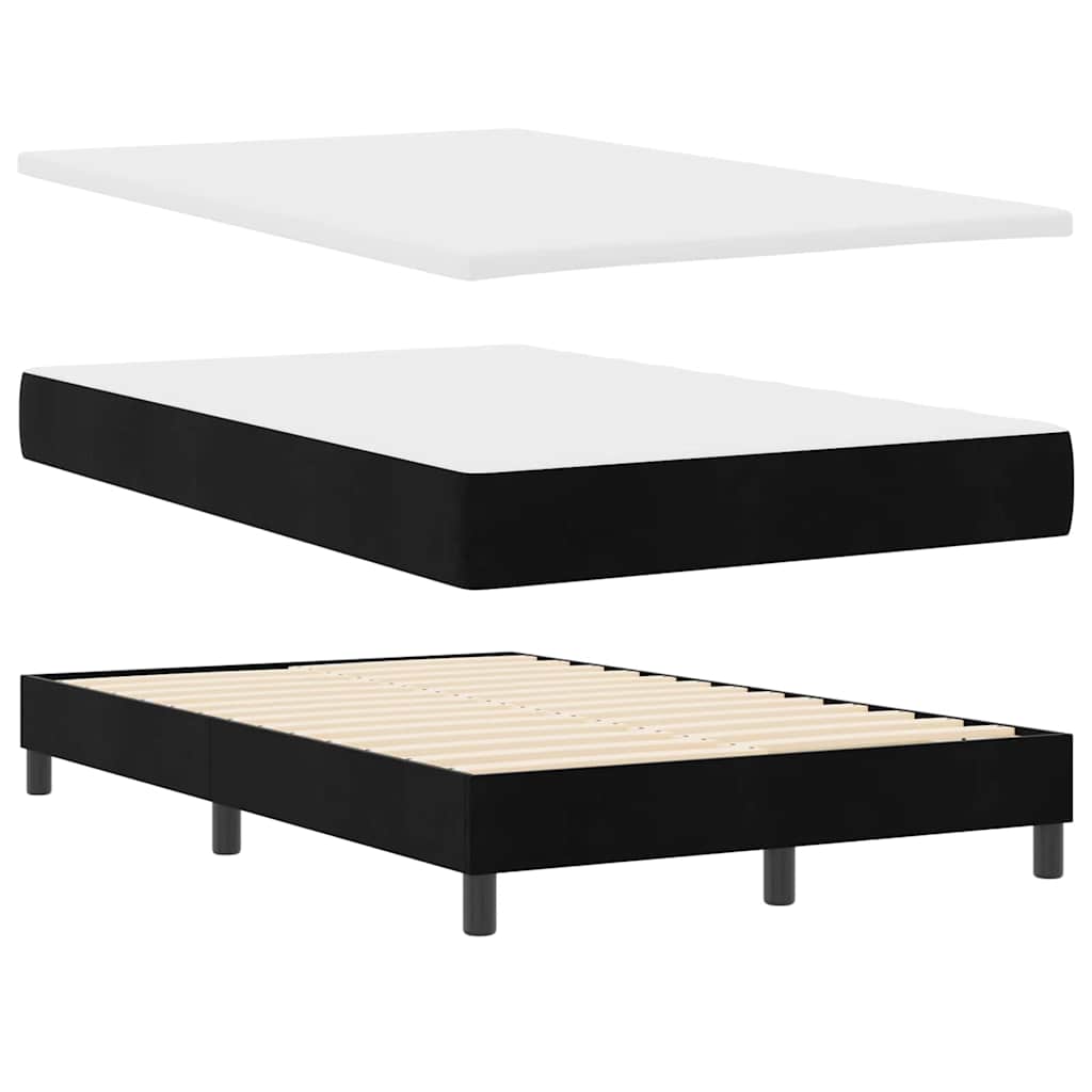 Letto a molle con materasso Nero 120 x 200 cm Velluto