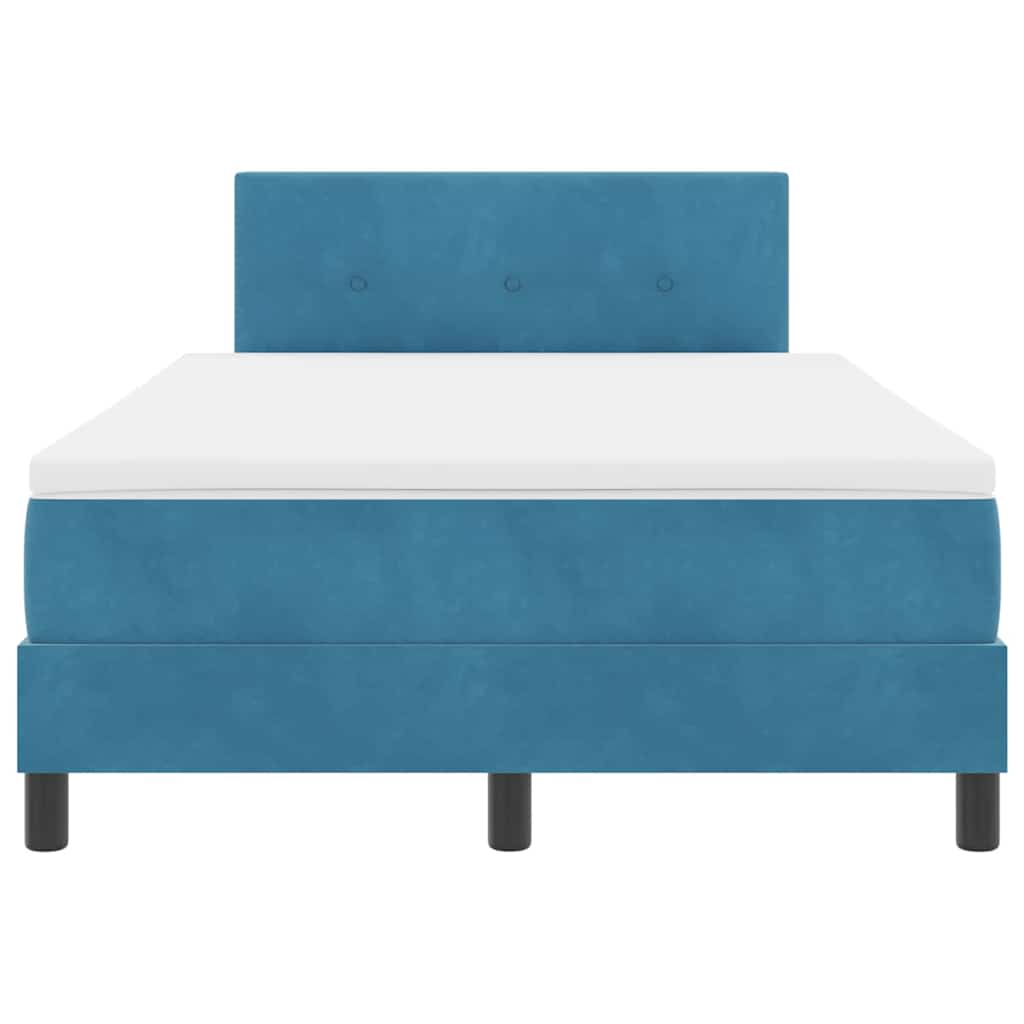 Letto a molle con materasso Blu Scuro 120 x 200 cm Velluto