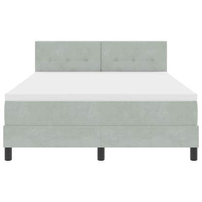 Letto a molle con materasso Grigio chiaro 140 x 190 cm Velluto