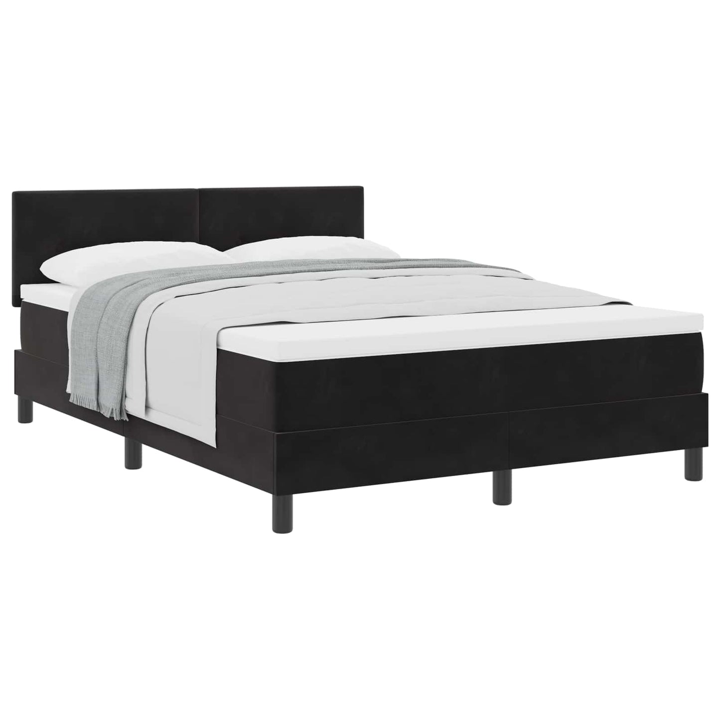 Letto a molle con materasso Nero 140 x 190 cm Velluto | homemem39