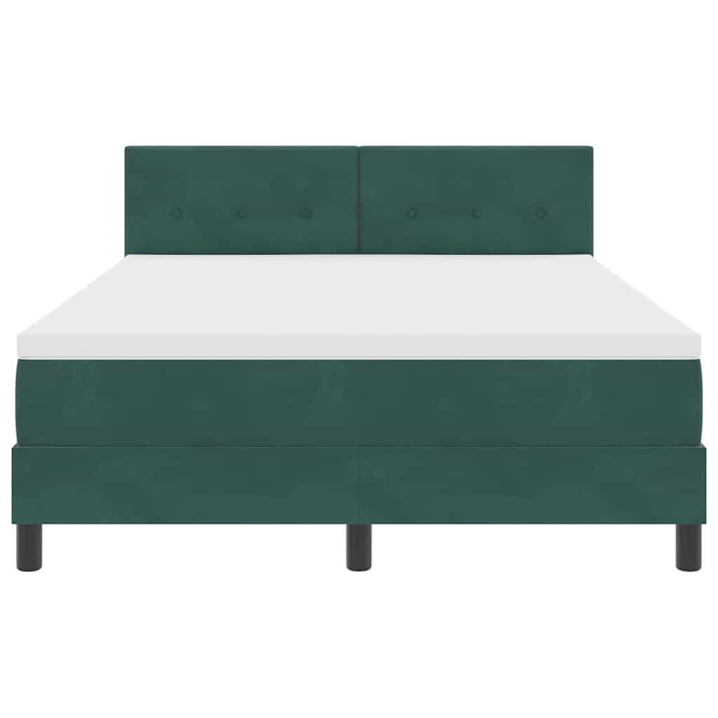 Letto a molle con materasso Verde Scuro 140 x 190 cm Velluto | homemem39