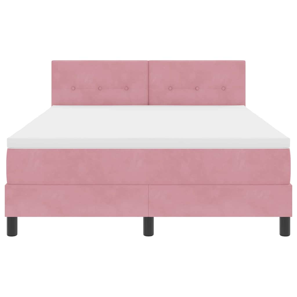 Letto a molle con materasso Rosa 140 x 190 cm Velluto | homemem39