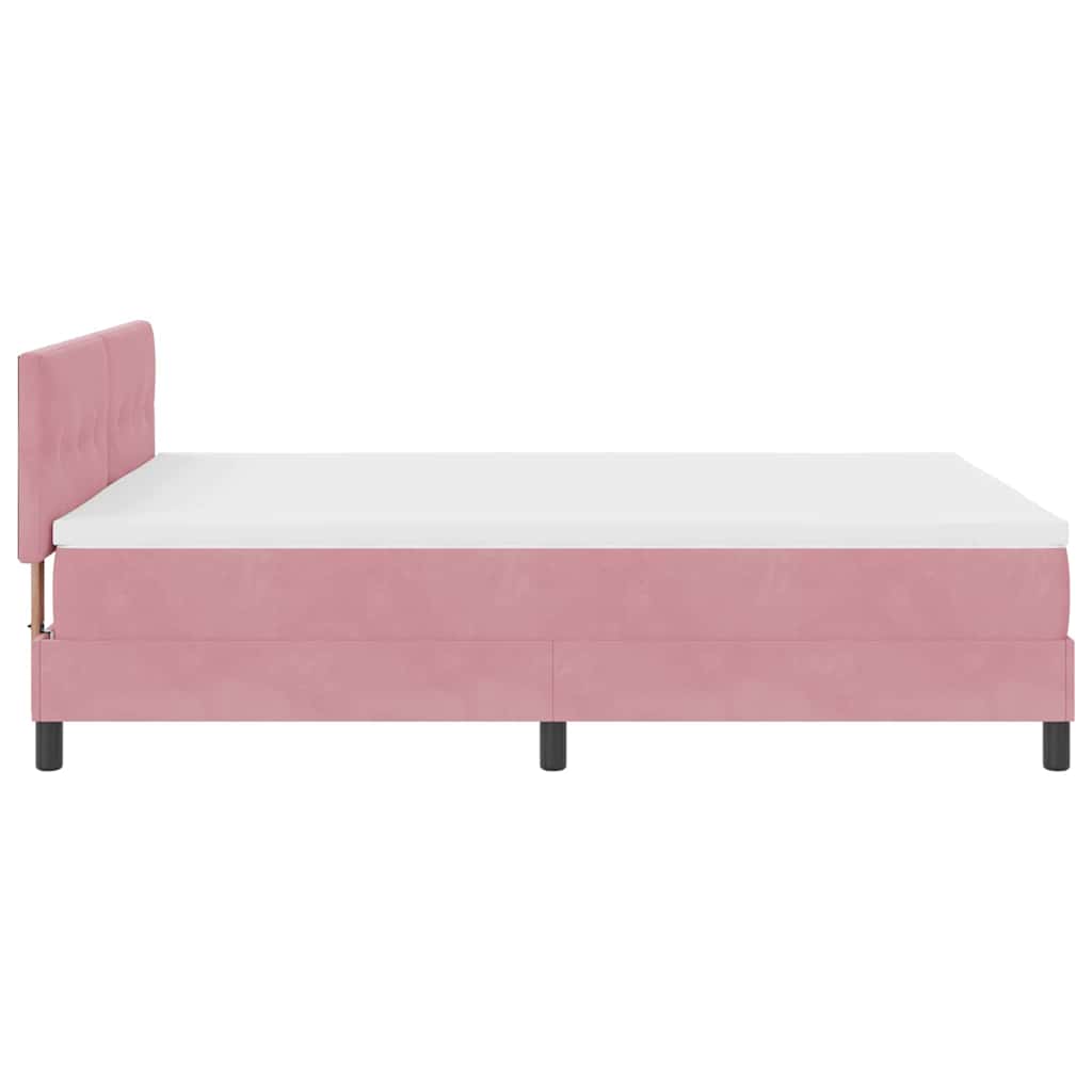 Letto a molle con materasso Rosa 140 x 190 cm Velluto | homemem39