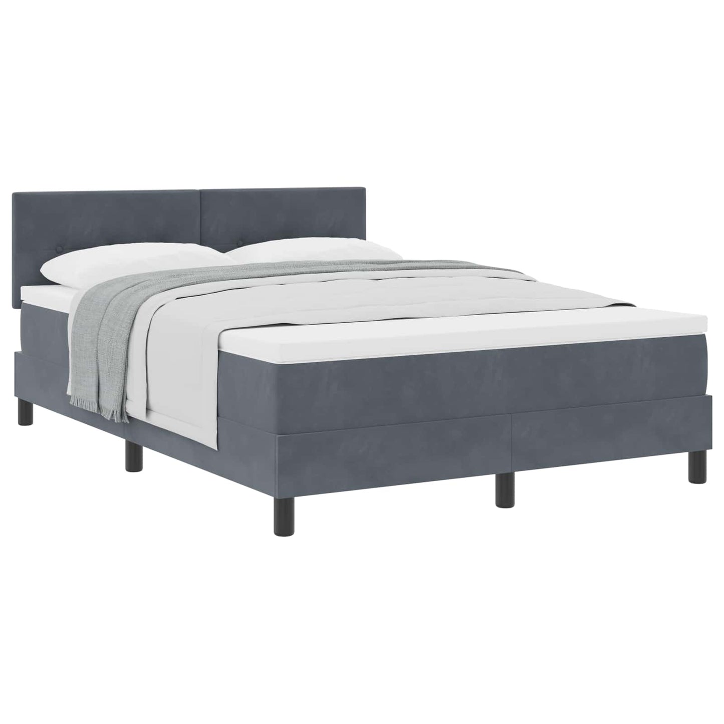 Letto a molle con materasso Grigio scuro 140 x 200 cm Velluto | homemem39