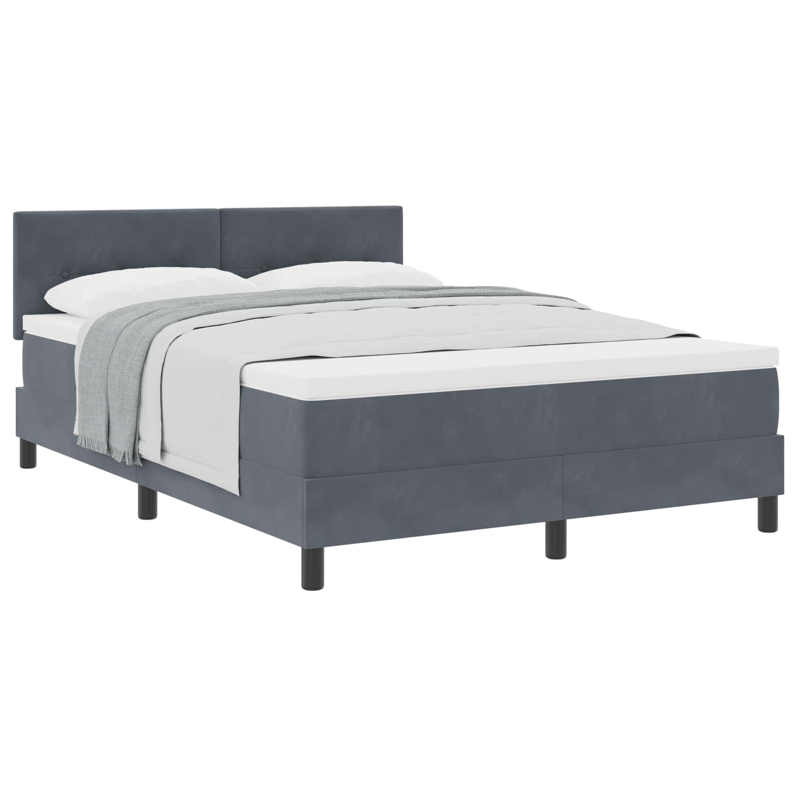 Letto a molle con materasso Grigio scuro 140 x 200 cm Velluto | homemem39
