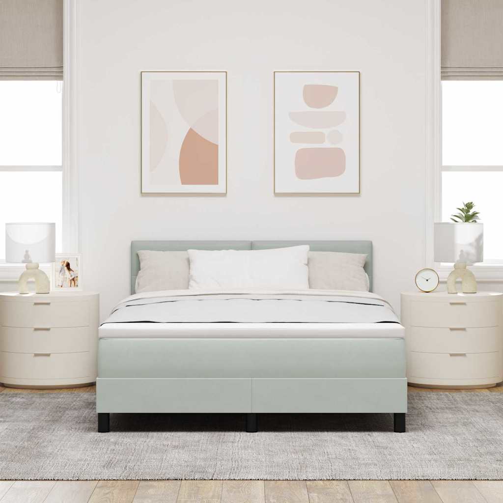 Letto a molle con materasso Grigio chiaro 160 x 200 cm Velluto | homemem39