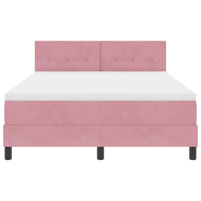 Letto a molle con materasso Rosa 160 x 200 cm Velluto | homemem39