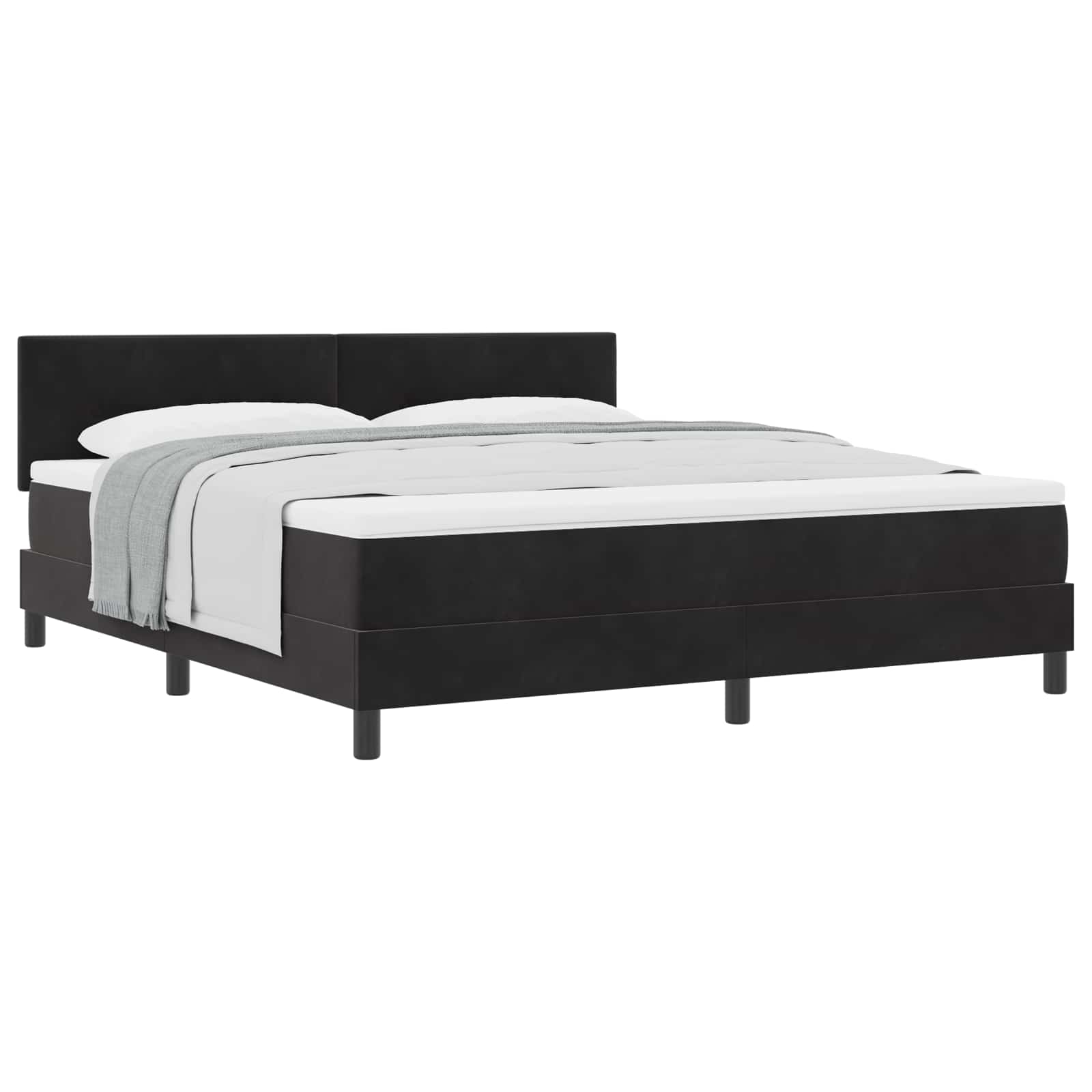 Letto a molle con materasso Nero 180 x 200 cm Velluto | homemem39