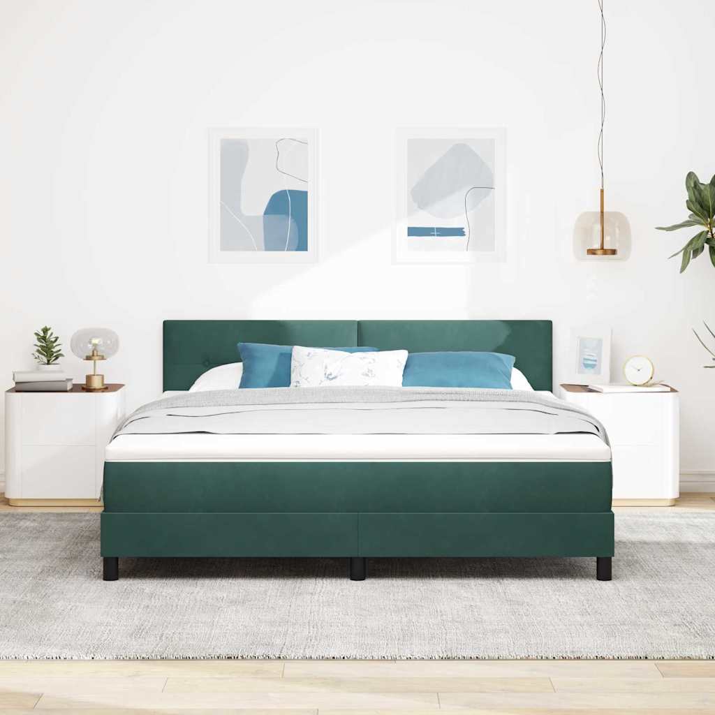 Letto a molle con materasso Verde Scuro 180 x 200 cm Velluto | homemem39