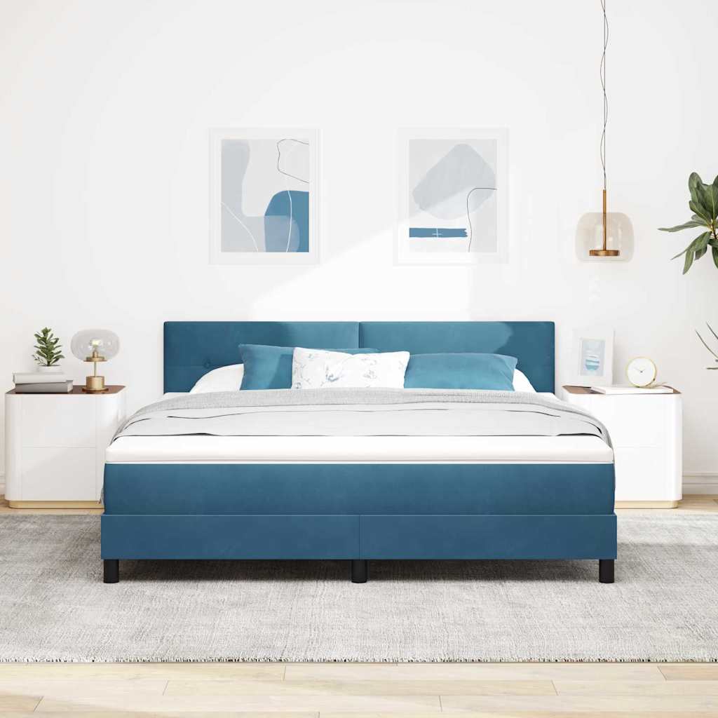 Letto a molle con materasso Blu Scuro 180 x 200 cm Velluto | homemem39