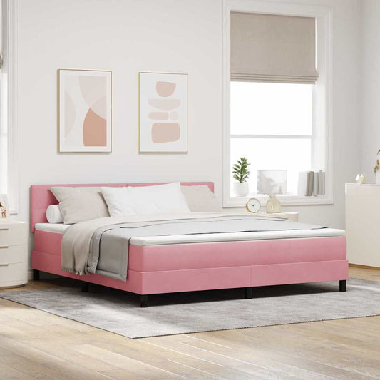 Letto a molle con materasso Rosa 180 x 200 cm Velluto | homemem39