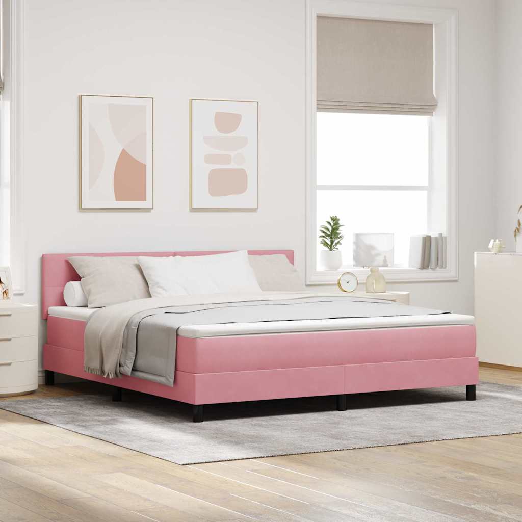 Letto a molle con testiera Rosa 180 x 200 cm Velluto