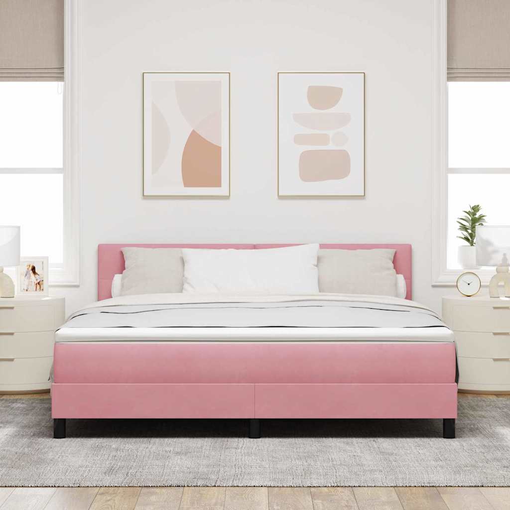 Letto a molle con materasso Rosa 180 x 200 cm Velluto | homemem39