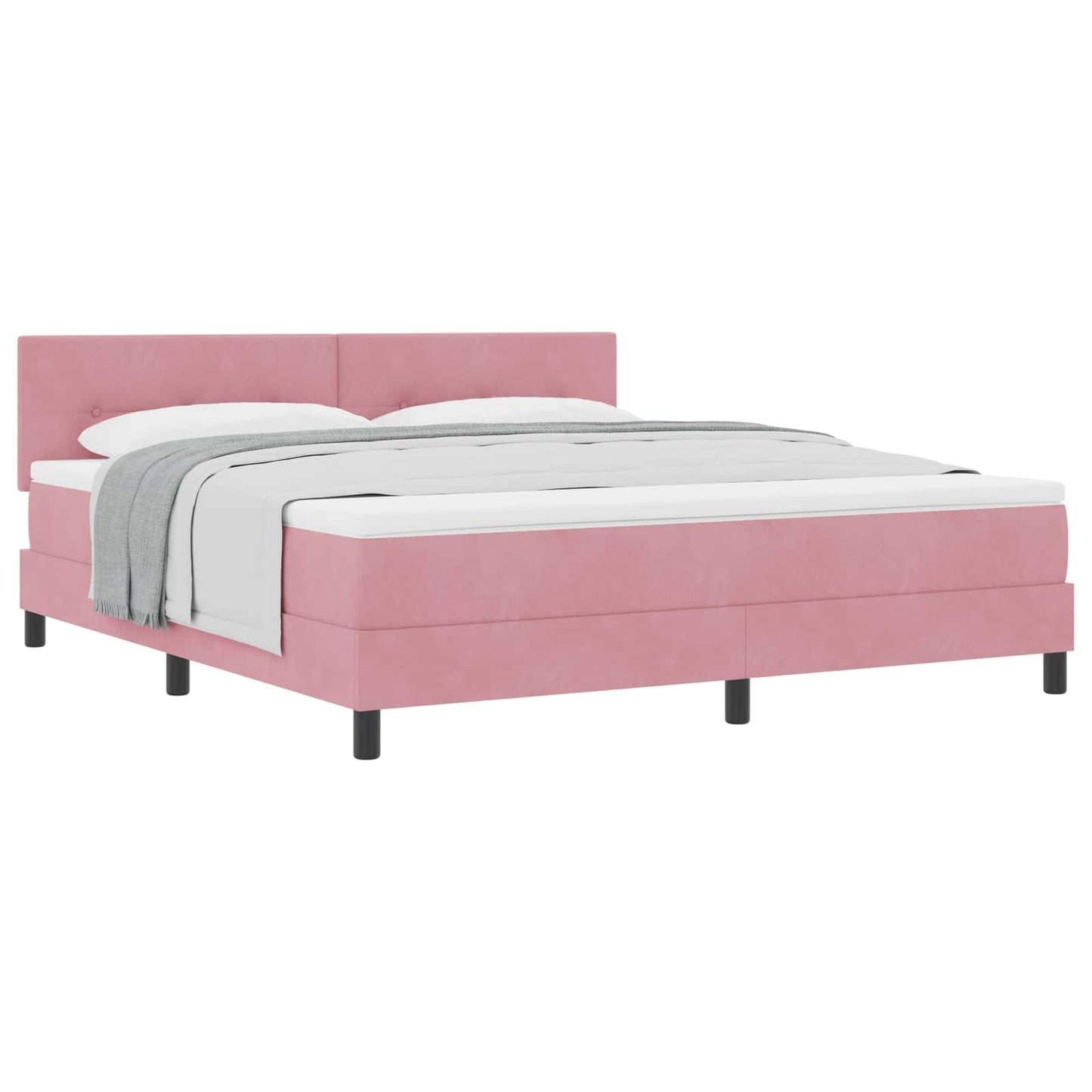 Letto a molle con materasso Rosa 180 x 200 cm Velluto | homemem39