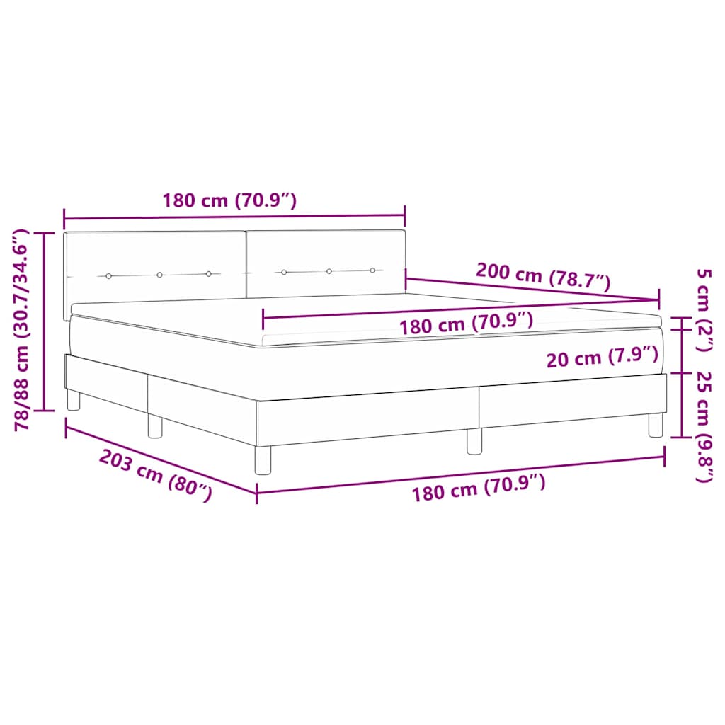 Letto a molle con materasso Rosa 180 x 200 cm Velluto | homemem39