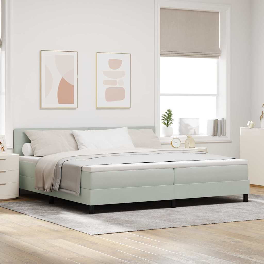 Letto a molle con materasso Grigio chiaro 200 x 200 cm Velluto