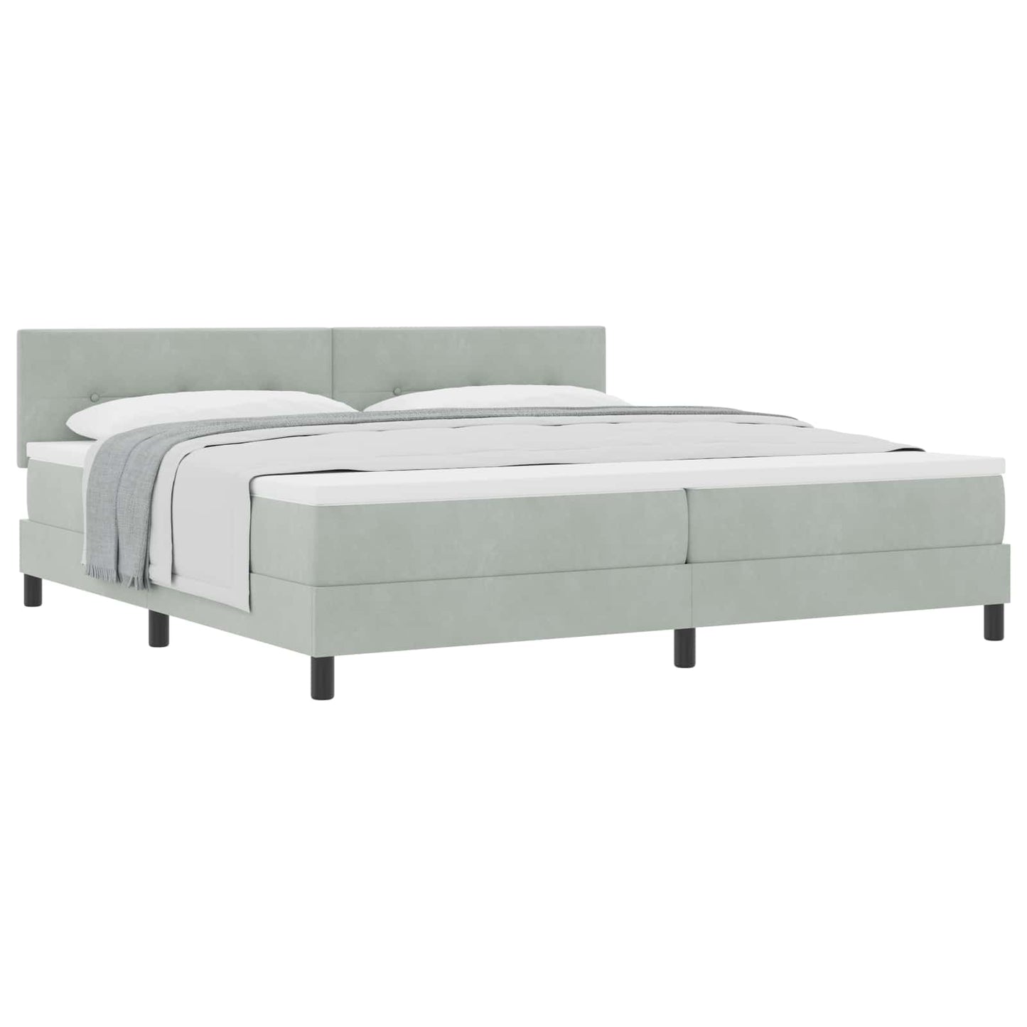 Letto a molle con materasso Grigio chiaro 200 x 200 cm Velluto | homemem39
