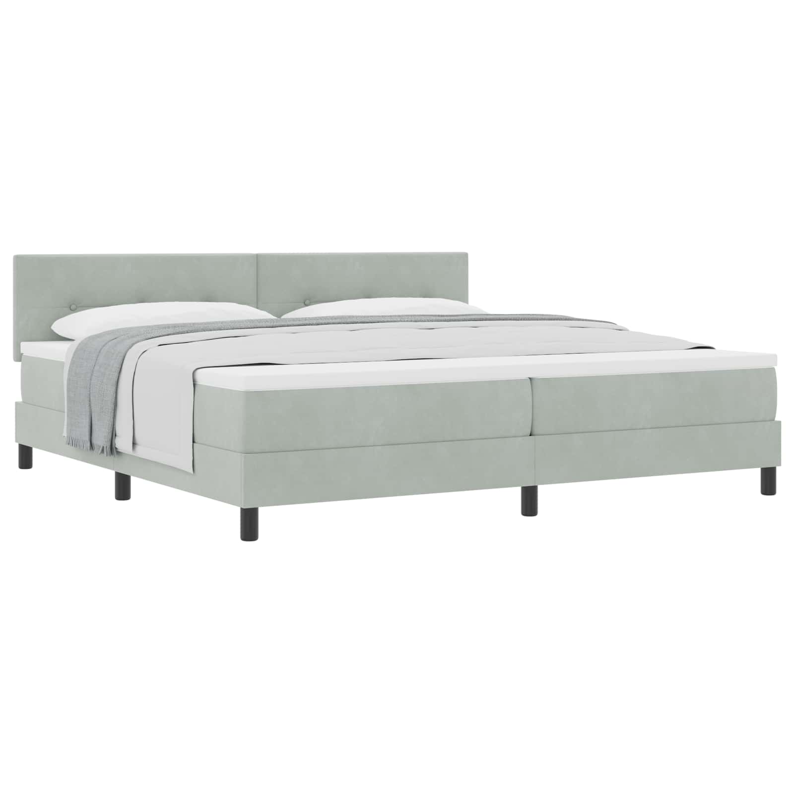 Letto a molle con materasso Grigio chiaro 200 x 200 cm Velluto | homemem39