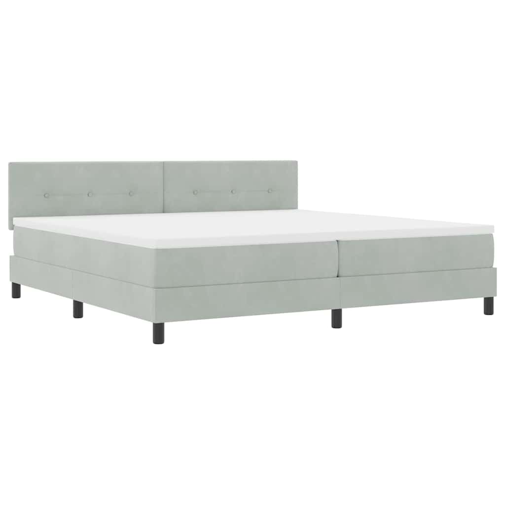 Letto a molle con materasso Grigio chiaro 200 x 200 cm Velluto | homemem39