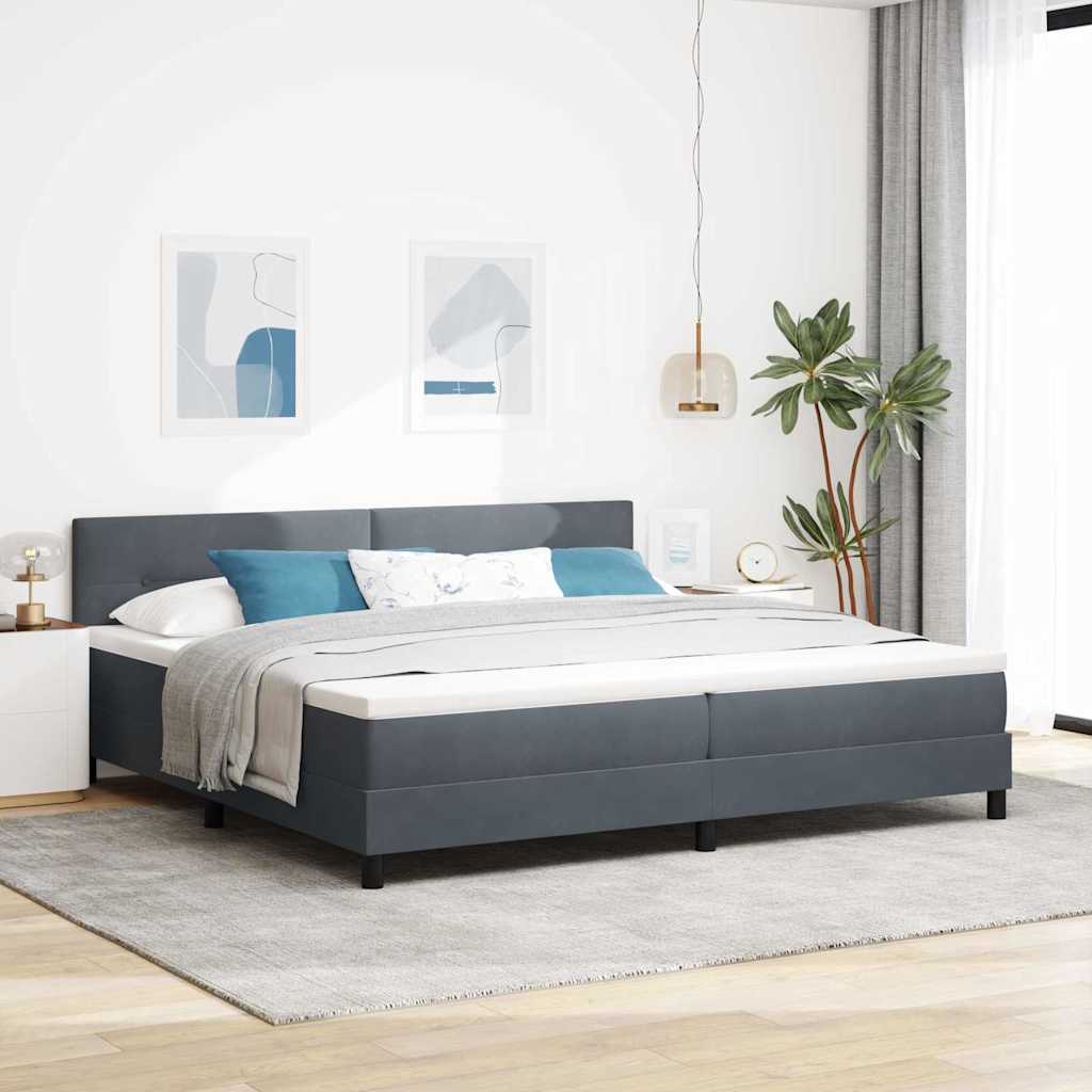 Letto a molle con materasso Grigio scuro 200 x 200 cm Velluto