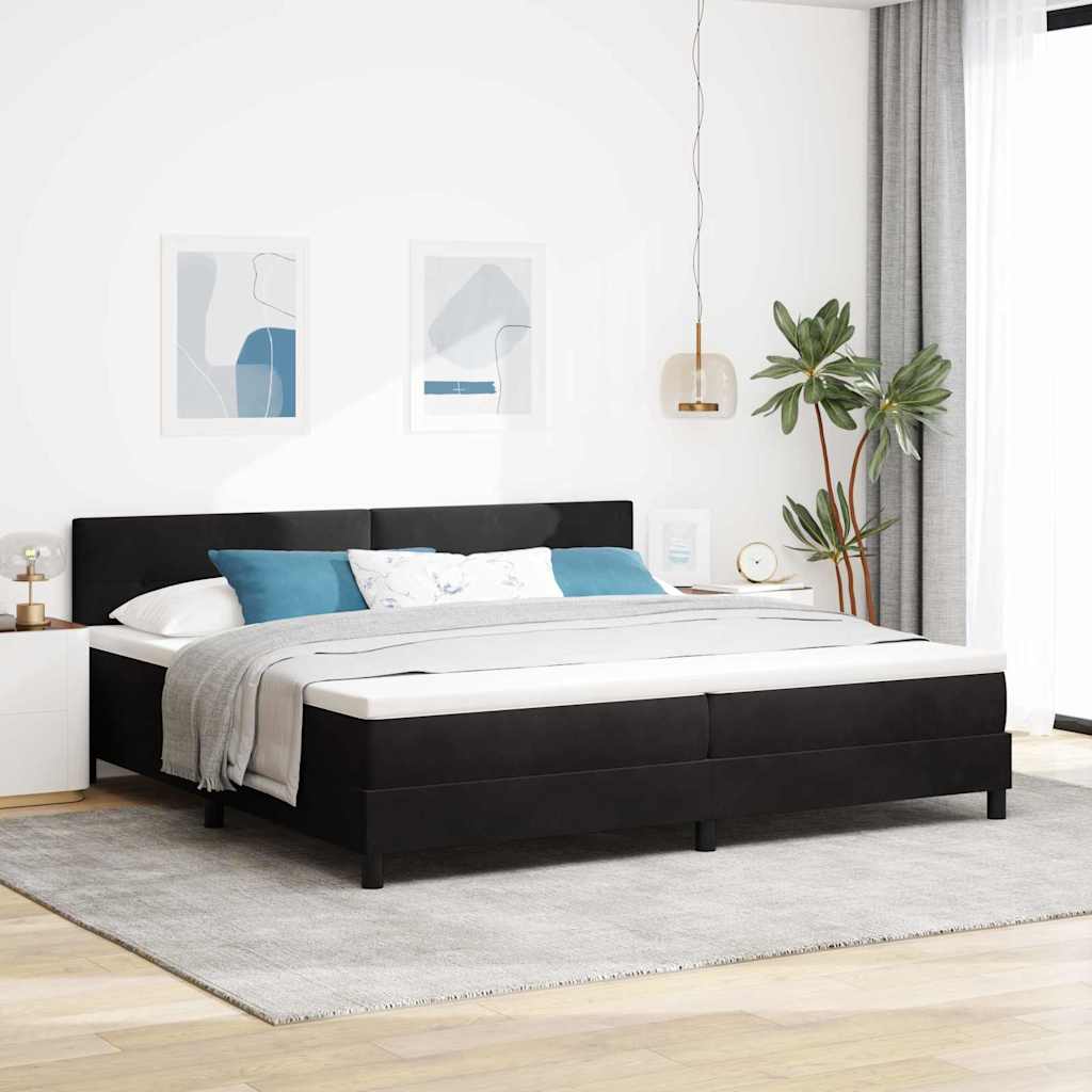 Letto a molle con materasso Nero 200 x 200 cm Velluto