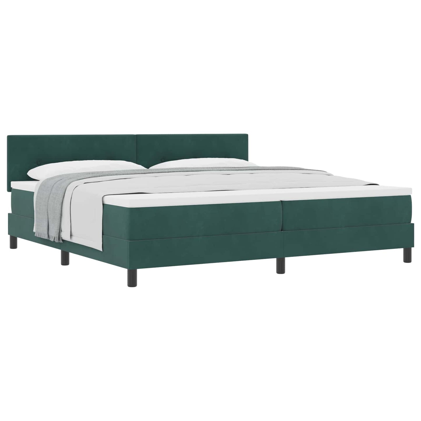 Letto a molle con materasso Verde Scuro 200 x 200 cm Velluto