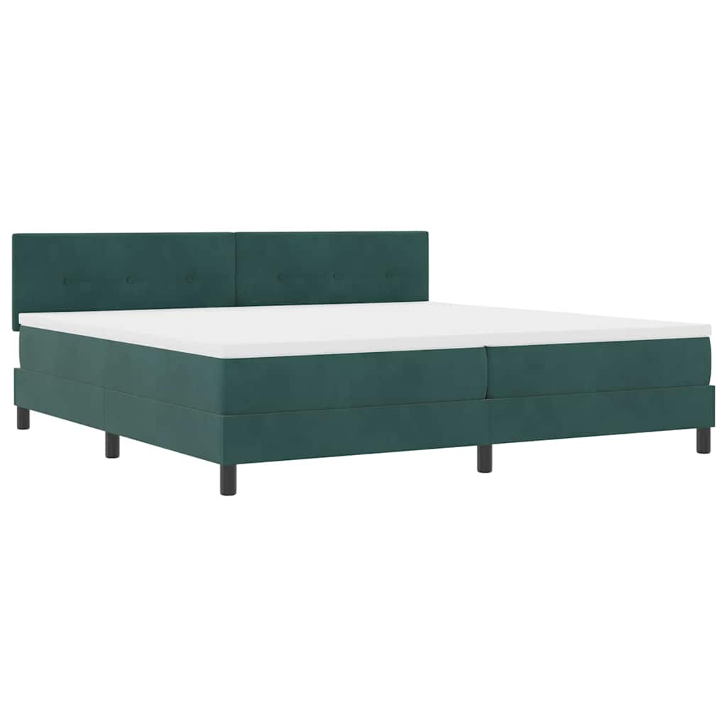 Letto a molle con materasso Verde Scuro 200 x 200 cm Velluto