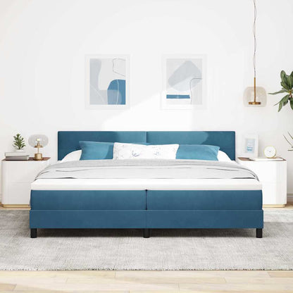 Letto a molle con testiera Blu Scuro 200 x 200 cm Velluto