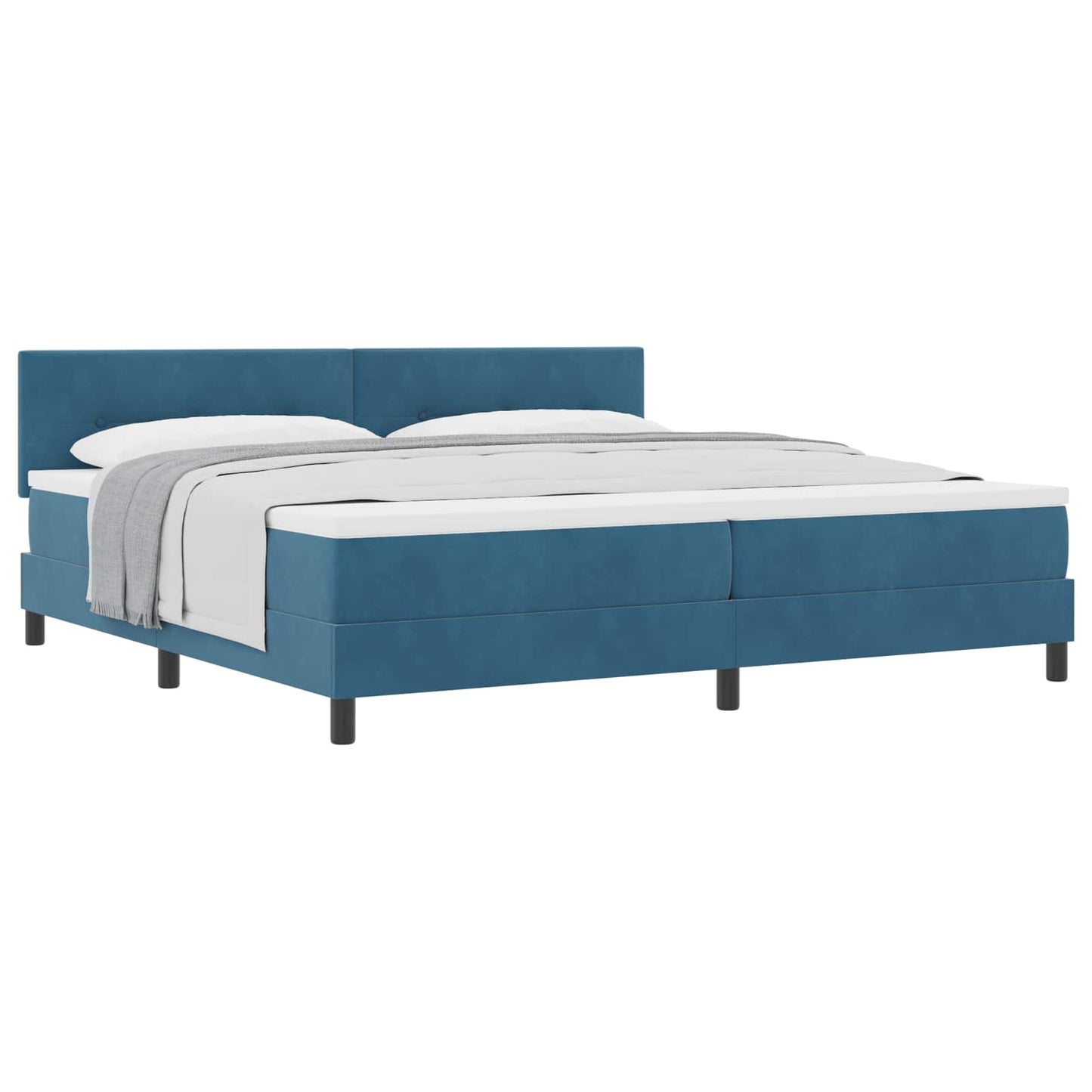 Letto a molle con testiera Blu Scuro 200 x 200 cm Velluto